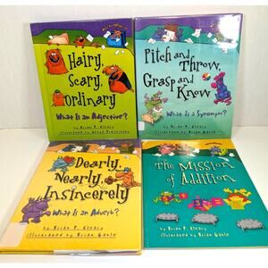 Lot of 4 MATH/WORDS are CATegorical Educational Books Series Brian Cleary HC